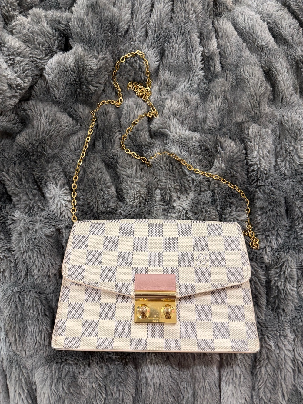 Designer-Inspired Cream Checkered Chain Shoulder Bag